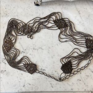 Beaded Vintage Multi-Strand Statement Belt/Necklace in Gunmetal